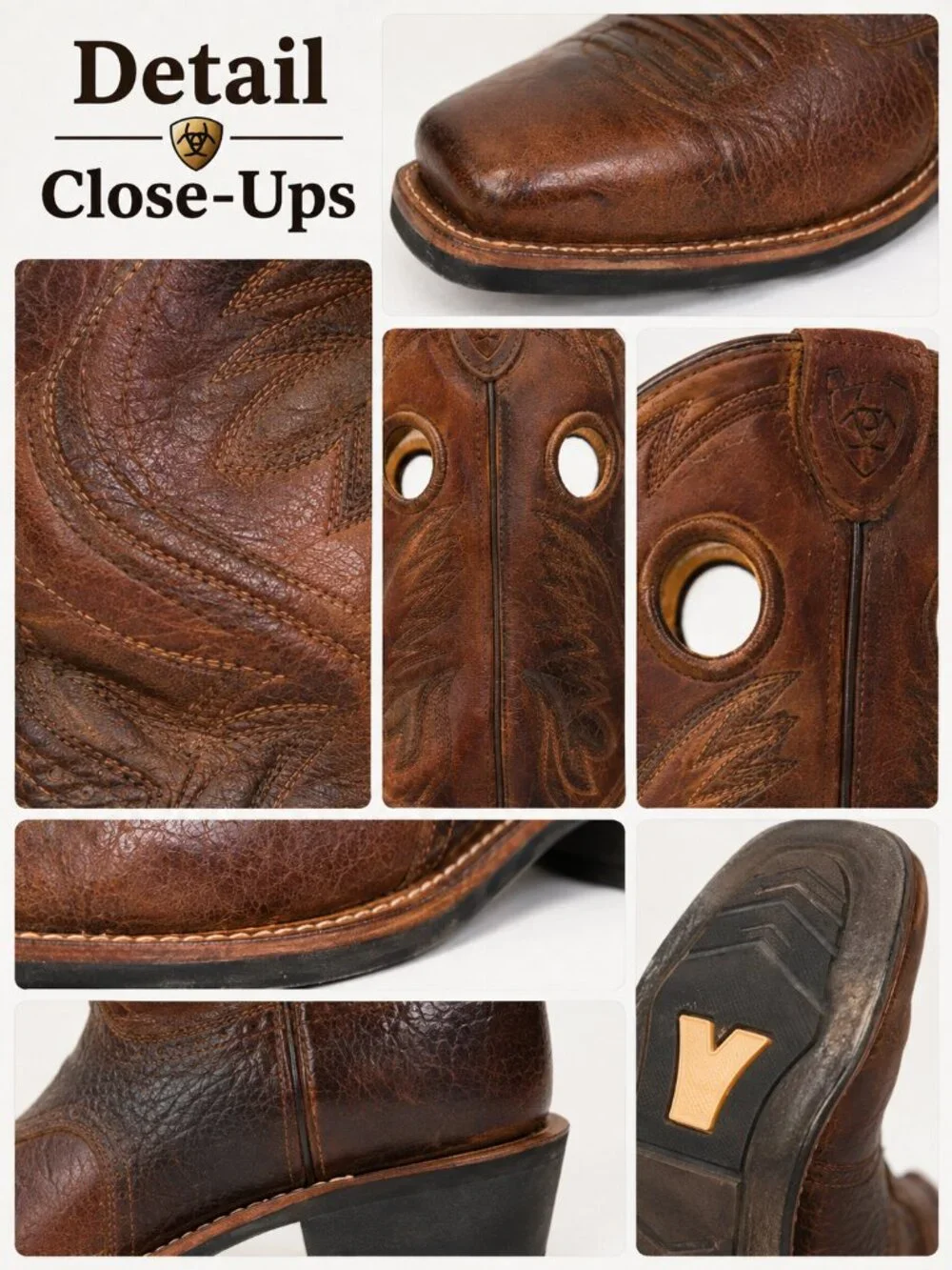 Ariat Heritage Roughstock Western Boots Men 10.5D Brown Square Toe 10002230